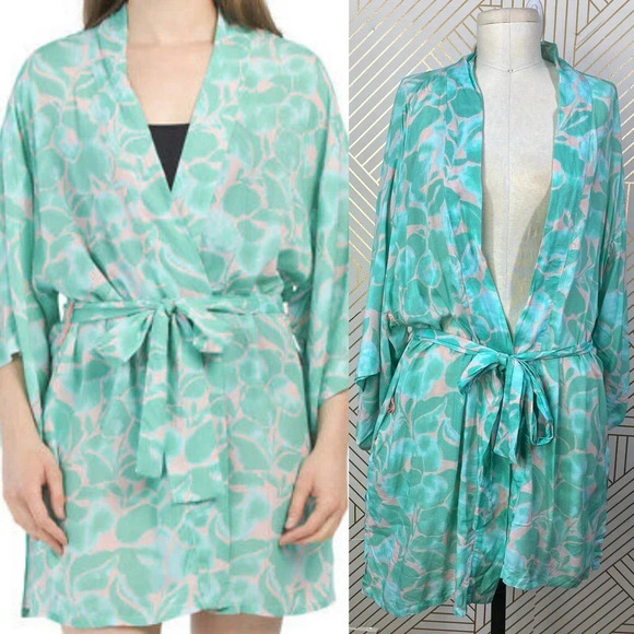 DVF x Onia Gina Wrap Tie Kimono in Peach‎ Skin - Picture 1 of 12